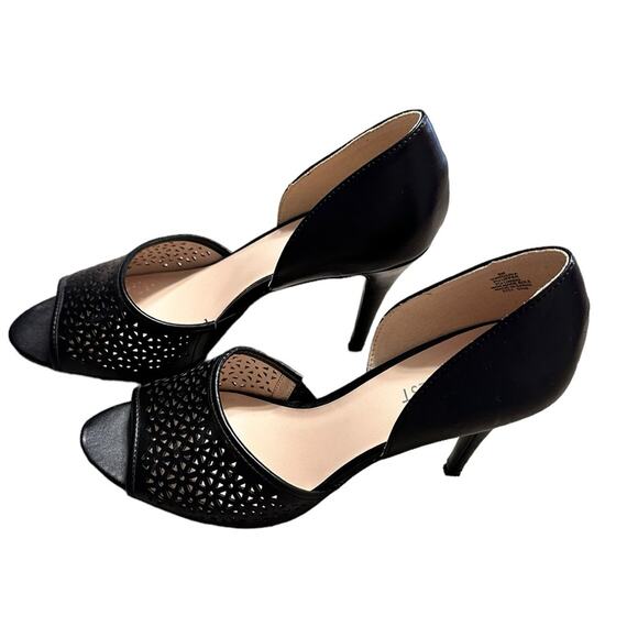 Nine West Shoes - Nine West Open Toe Heels Black size 8 Perforated Office Formal Wear
